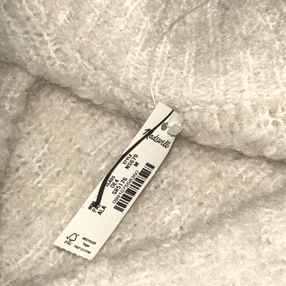 NWT Madewell Wool-Alpaca Blend Bouclé-Knit Oversized Sweater Alabaster SZ medium - Picture 6 of 10